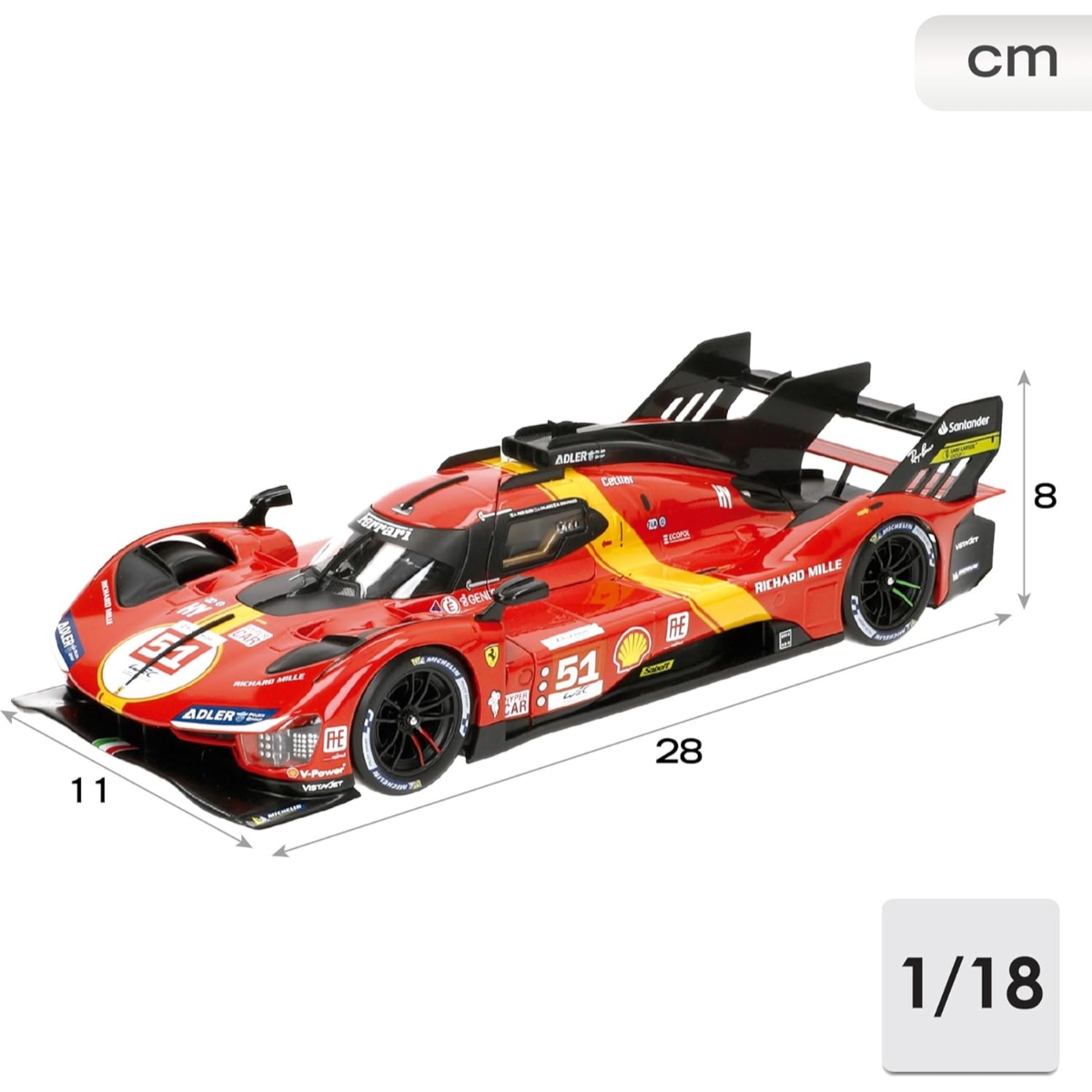 Bburago 1:18 Scale Ferrari 499P Diecast Car Unisex, 13+ Years