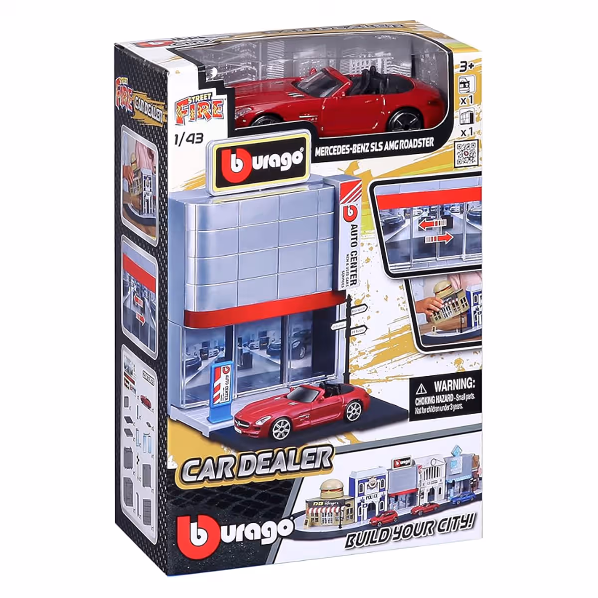 Bburago 1:43 City Street Fire Car Dealer Playset Unisex, 3-4 Years