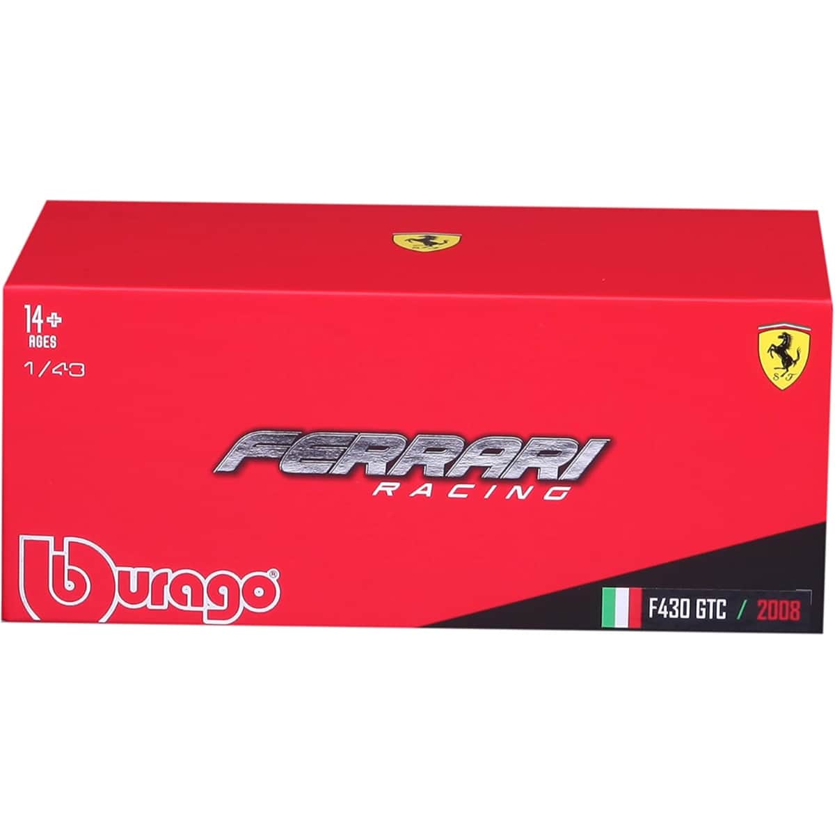 بوراجو سيارة فيراري رايسنغ F430 GTC موديل 2008 بمقياس 1:43 للأولاد، 13+ سنوات