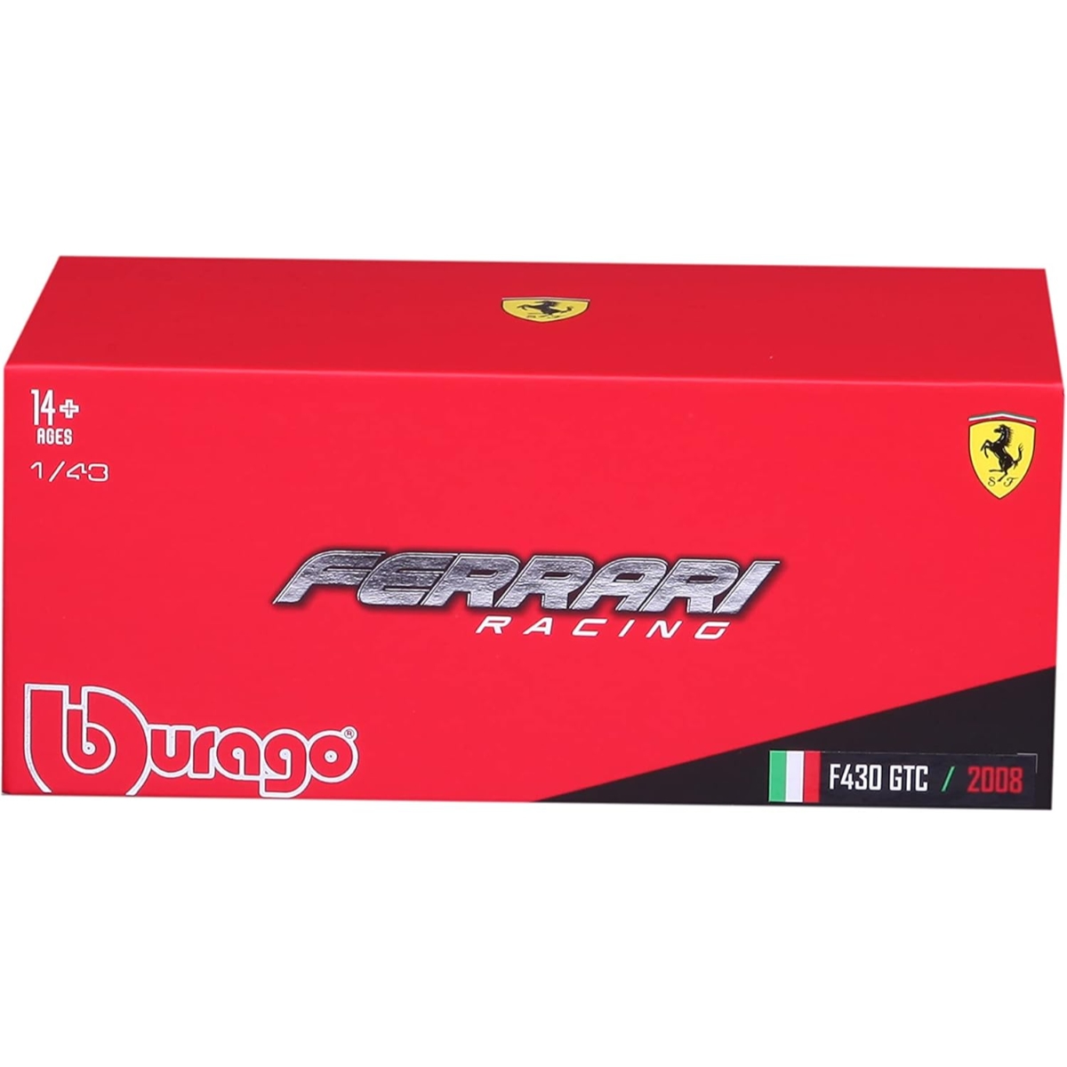بوراجو سيارة فيراري رايسنغ F430 GTC موديل 2008 بمقياس 1:43 للأولاد، 13+ سنوات