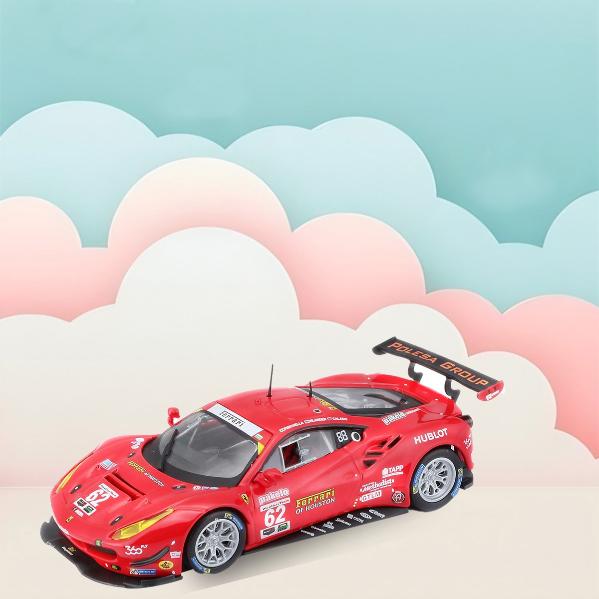 بوراجو سيارة داي كاست فيراري ريسنغ 488 GTE موديل 2017 بمقياس 1:43 للأولاد، 13+ سنة