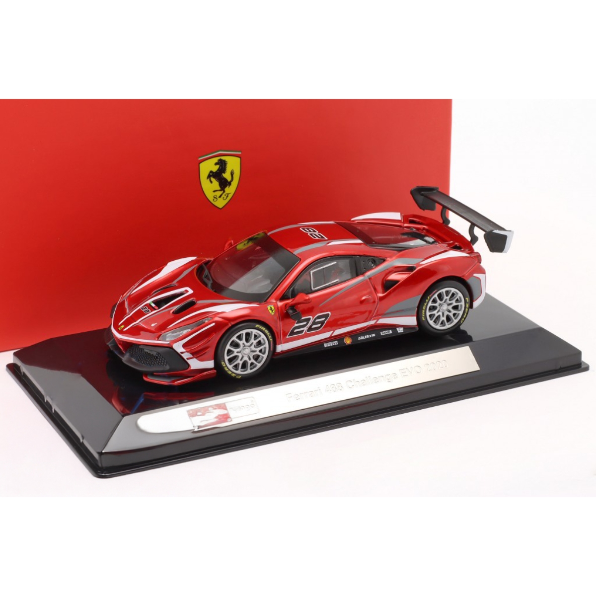 بوراجو سيارة فيراري رايسنغ 488 تشالينج EVO موديل 2020 بمقياس 1:43 للأولاد، 13+ سنوات