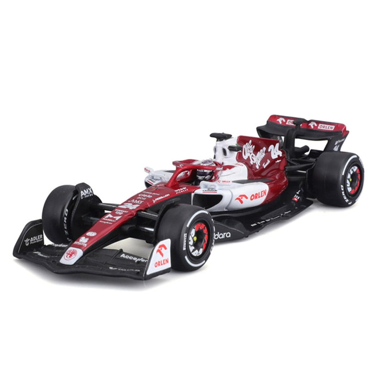 بوراجو سيارة دايكاست ألفا روميو F1 تيم أورلين C42 رقم 24 مع السائق بمقياس 1:43 للأولاد، 13 سنة فما فوق