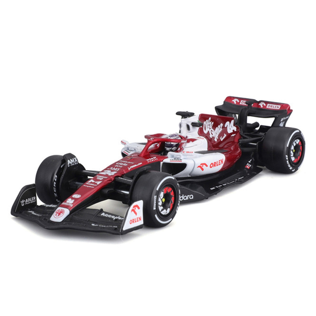 بوراجو سيارة دايكاست ألفا روميو F1 تيم أورلين C42 رقم 24 مع السائق بمقياس 1:43 للأولاد، 13 سنة فما فوق