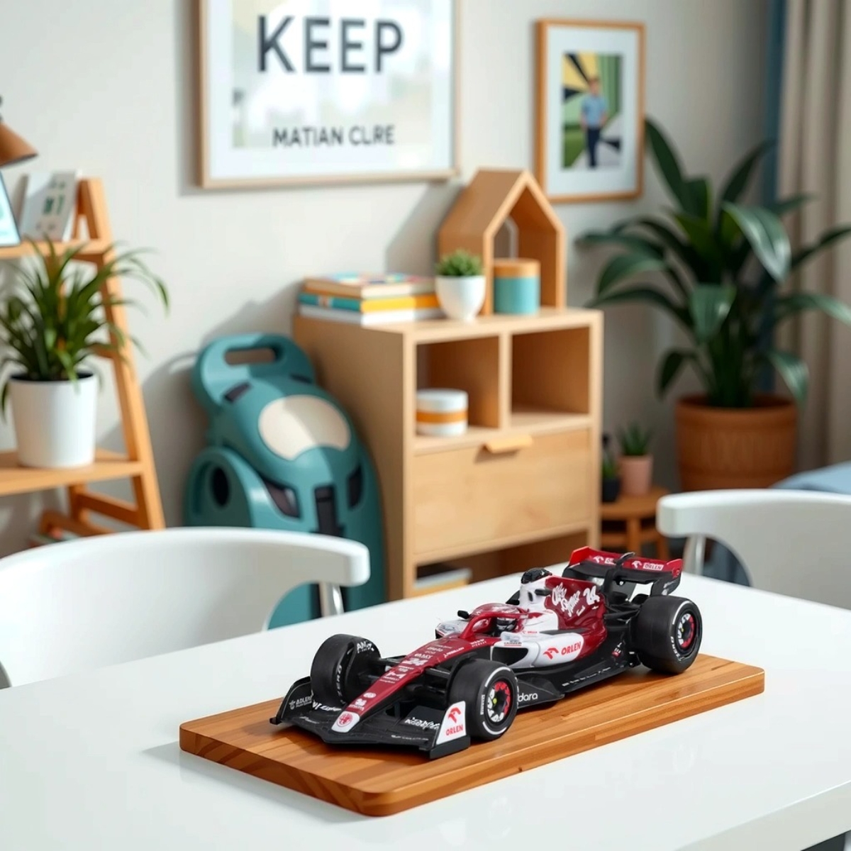 بوراجو سيارة دايكاست ألفا روميو F1 تيم أورلين C42 رقم 24 مع السائق بمقياس 1:43 للأولاد، 13 سنة فما فوق