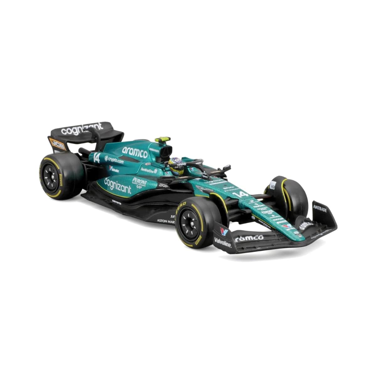 Bburago 1:43 Scale Aston Martin AMR23 #18 Lance Stroll with Helmet Diecast Race Car Unisex, 13+ Years