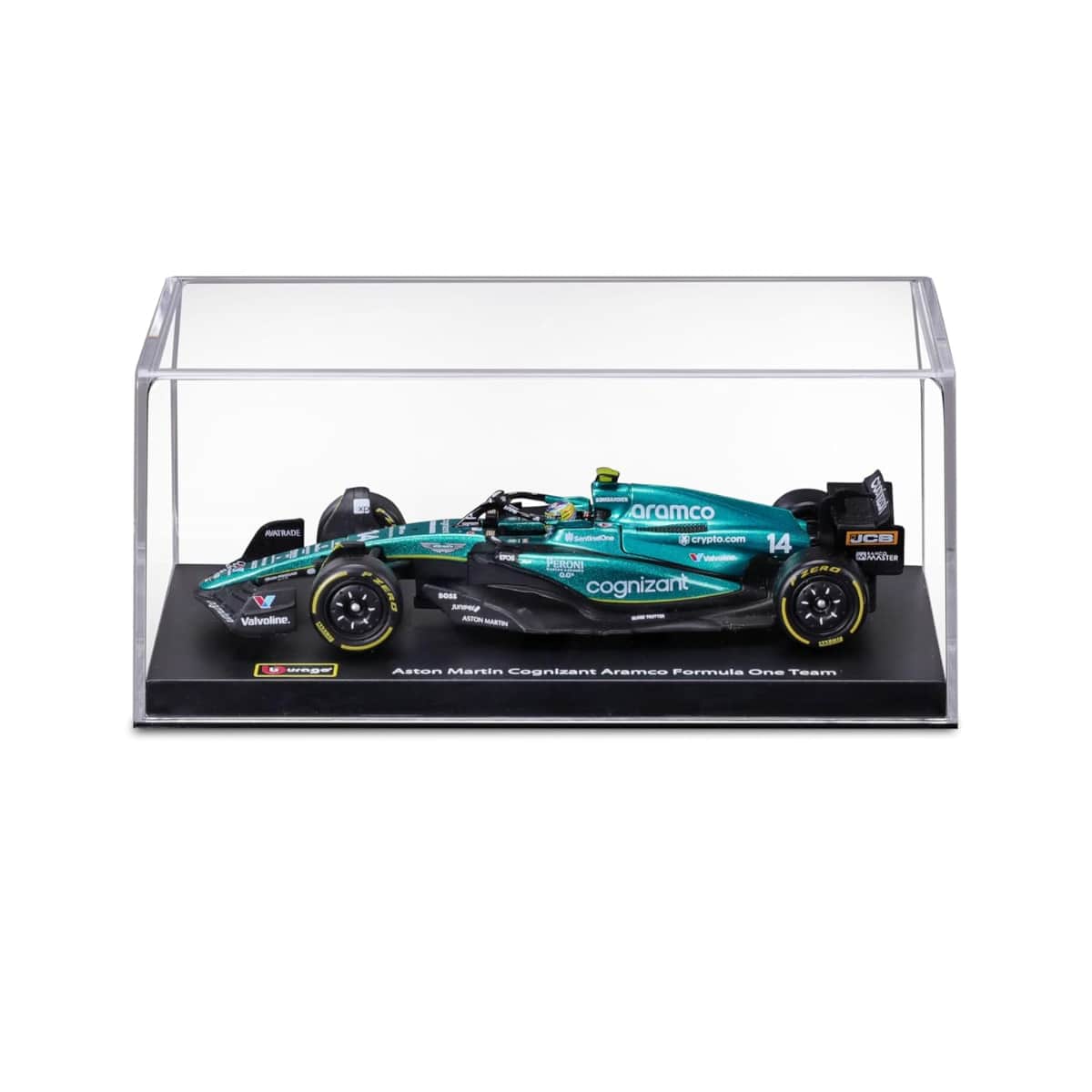 Bburago 1:43 Scale Aston Martin AMR23 #18 Lance Stroll with Helmet Diecast Race Car Unisex, 13+ Years