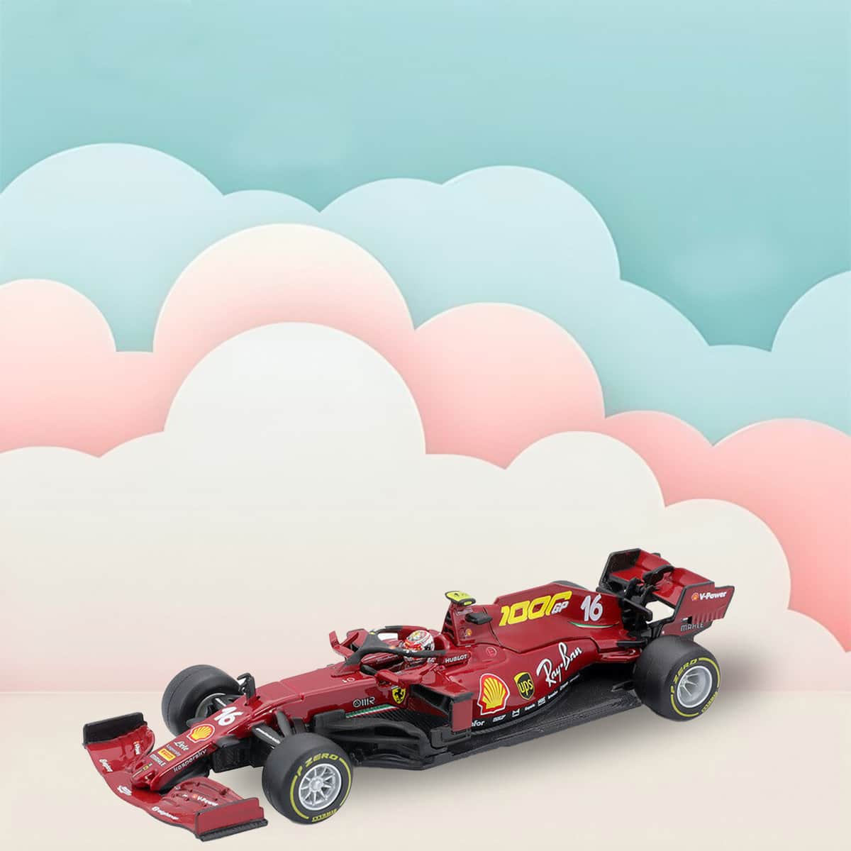 بوراجو سيارة فيراري F1 SF1000 مع السائق بمقياس 1:43 للأولاد، 13+ سنوات