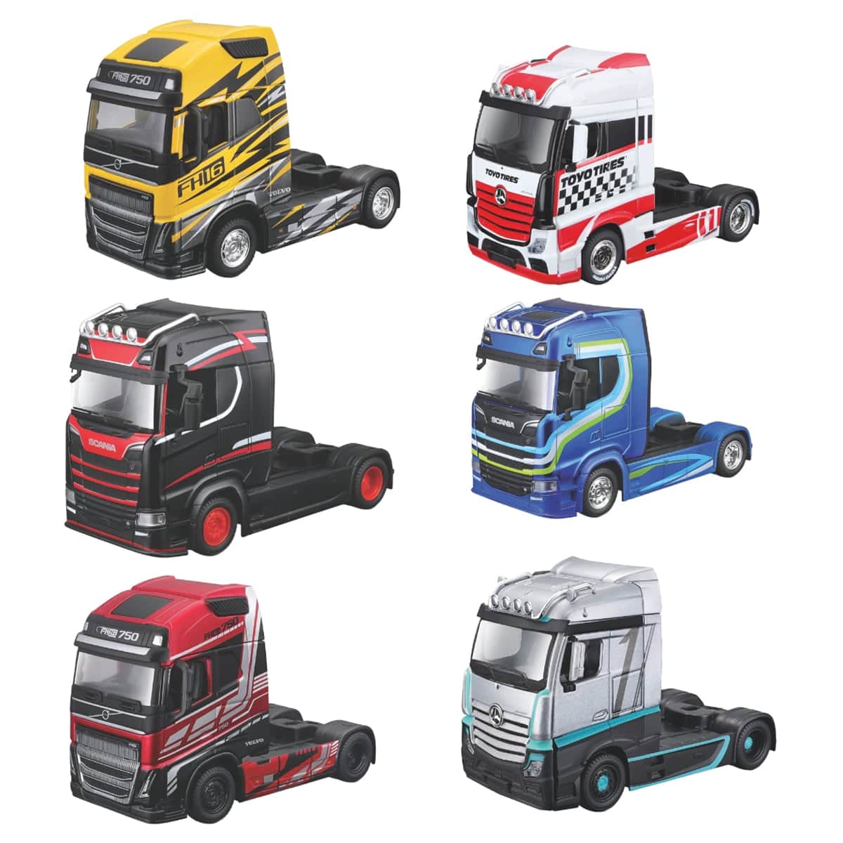 Bburago 1:43 Scale Mercedes Haulers Custom Cabs Assorted Diecast Vehicle Boys, 3-4 Years