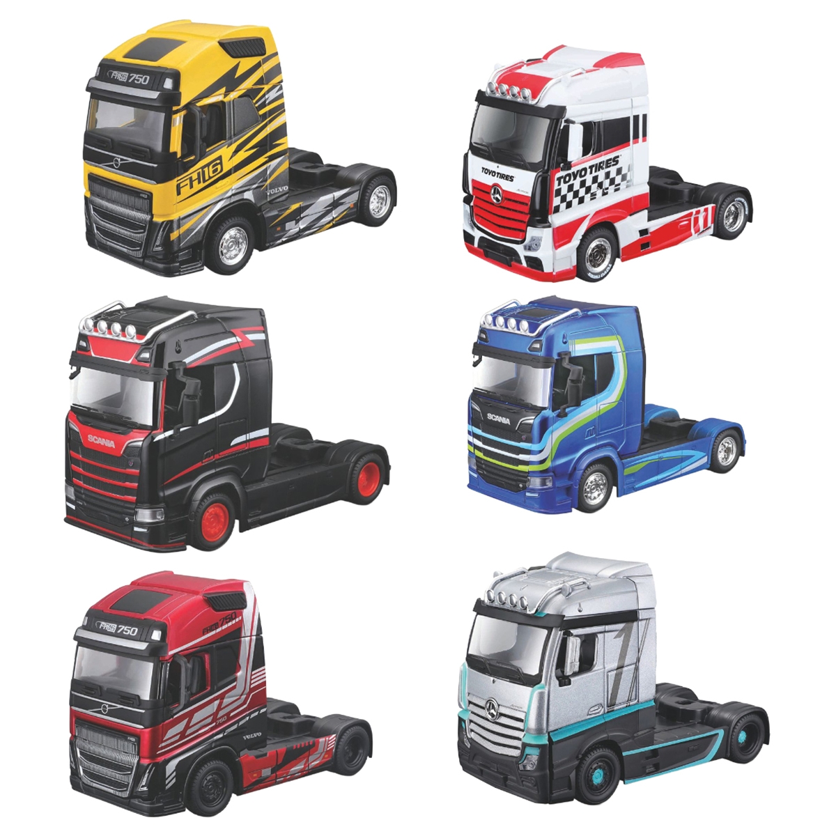 Bburago 1:43 Scale Mercedes Haulers Custom Cabs Assorted Diecast Vehicle Boys, 3-4 Years