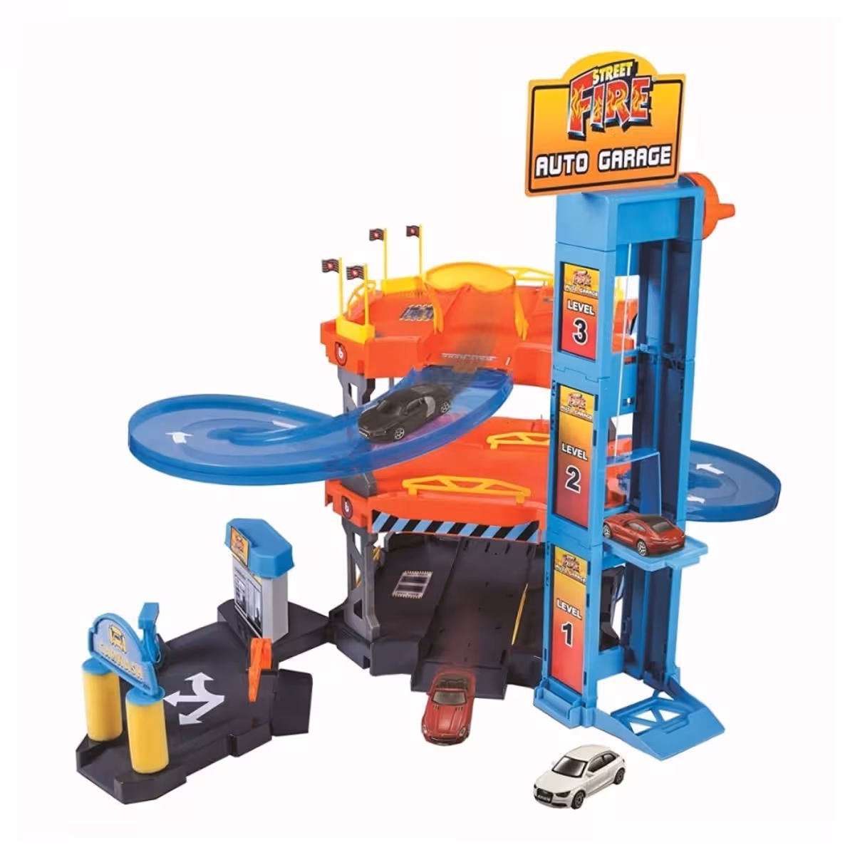 بوراجو طقم مرآب سيارات ستريت فاير مقياس 1:43 للجنسين، 3-4 سنوات