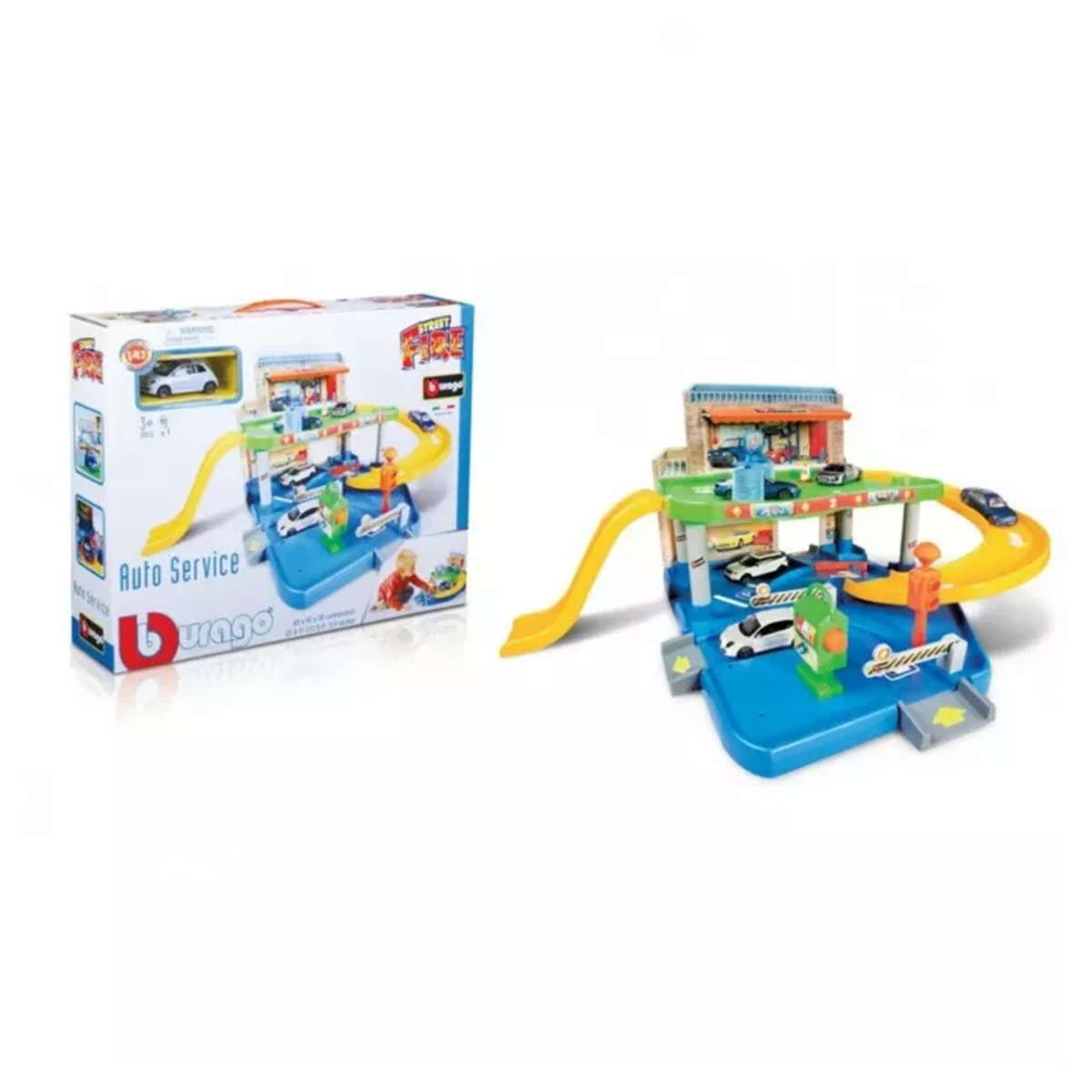 Bburago 1/43 Street Fire Auto Service Playset Unisex, 3-4 Years