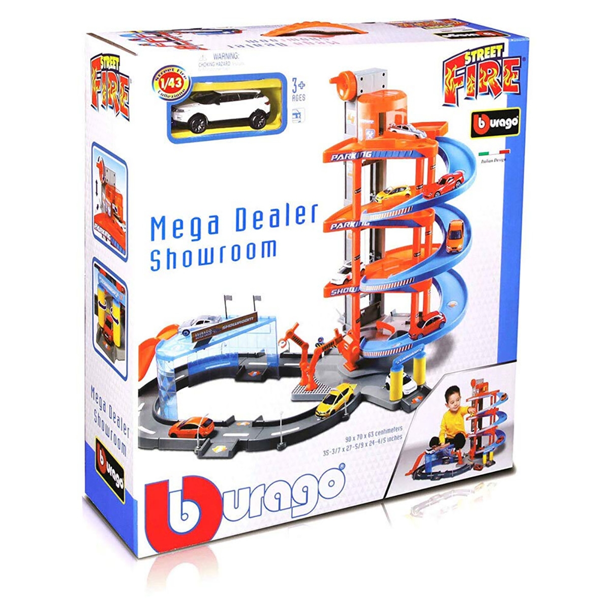 Bburago 1:43 Street Fire Mega Dealer Showroom Vehicle Playsets Unisex, 3-4 Years