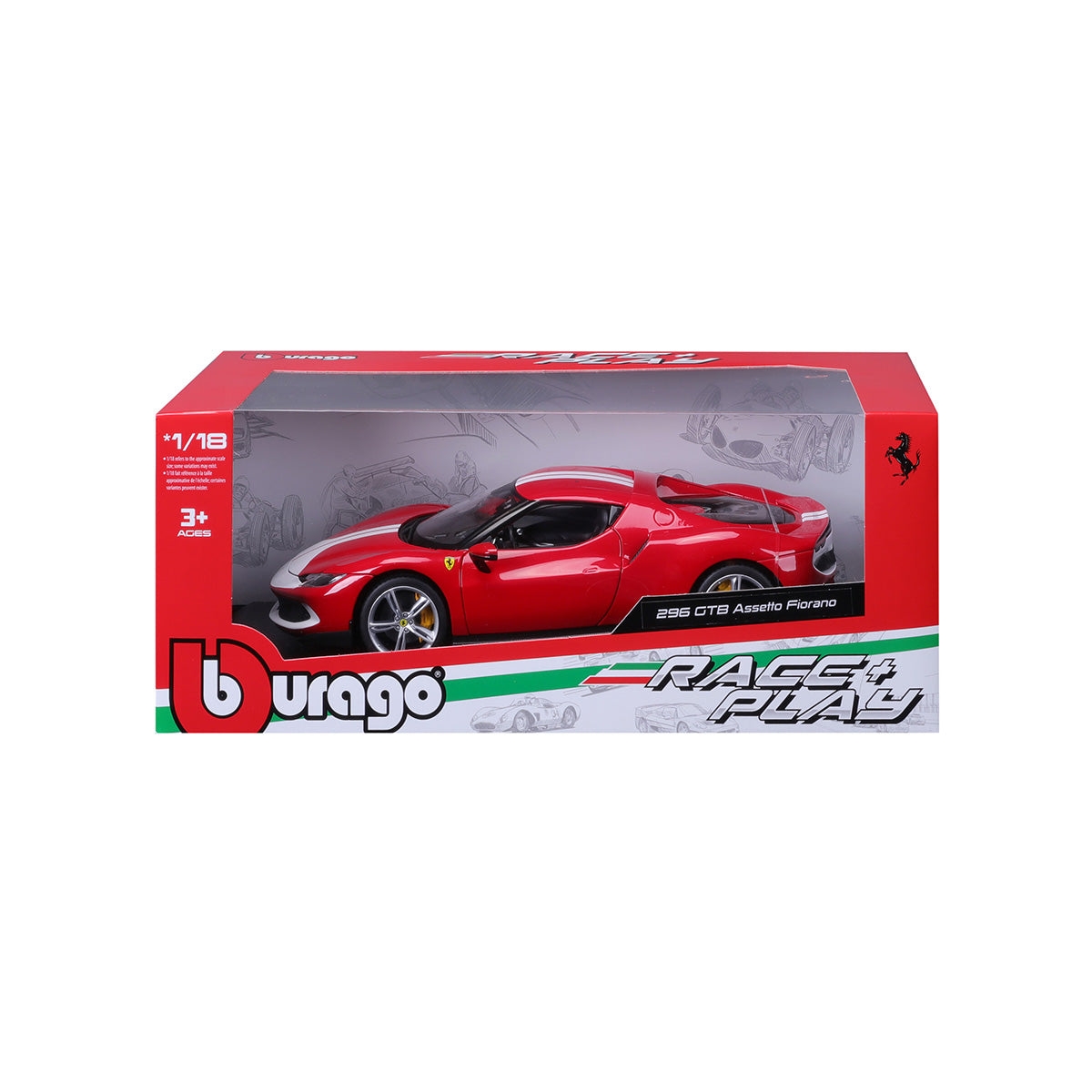 Bburago 296 GTB 1:18 Scale Ferrari Diecast Car Boys, 3-4 Years