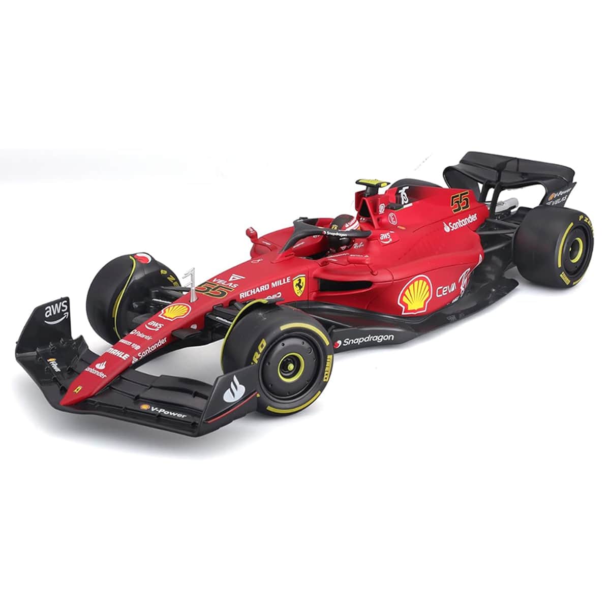بوراجو سيارة فيراري F1-75 2022 ساينز بمقياس 1:18 للأولاد، 13+ سنوات