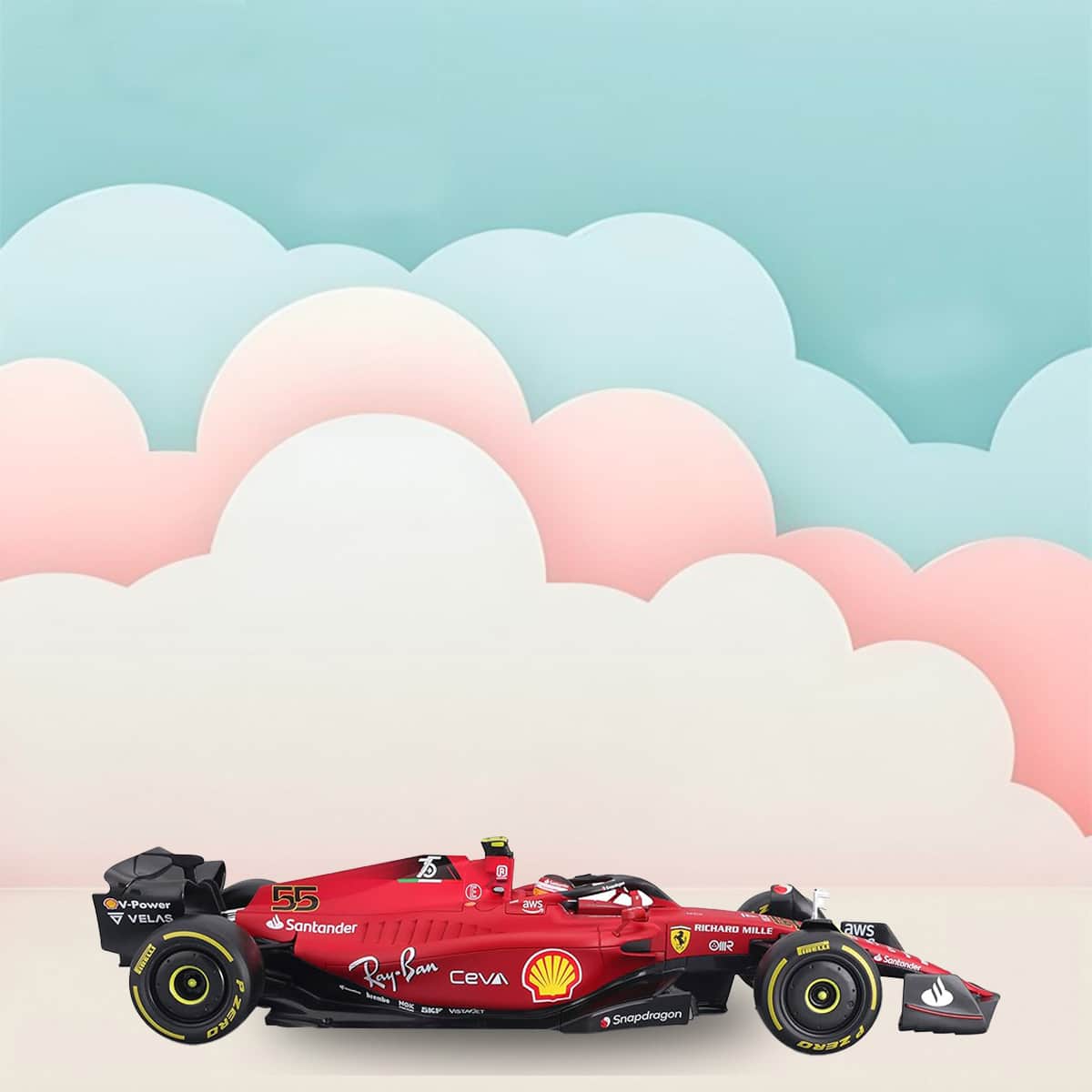 بوراجو سيارة فيراري F1-75 2022 ساينز بمقياس 1:18 للأولاد، 13+ سنوات