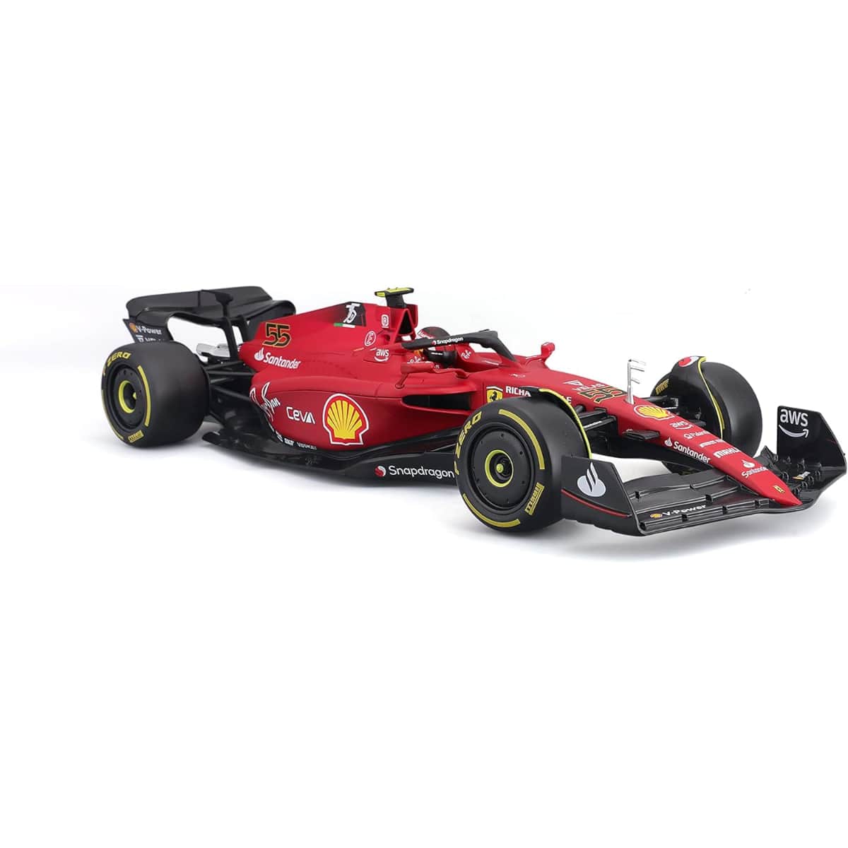 بوراجو سيارة فيراري F1-75 2022 ساينز بمقياس 1:18 للأولاد، 13+ سنوات