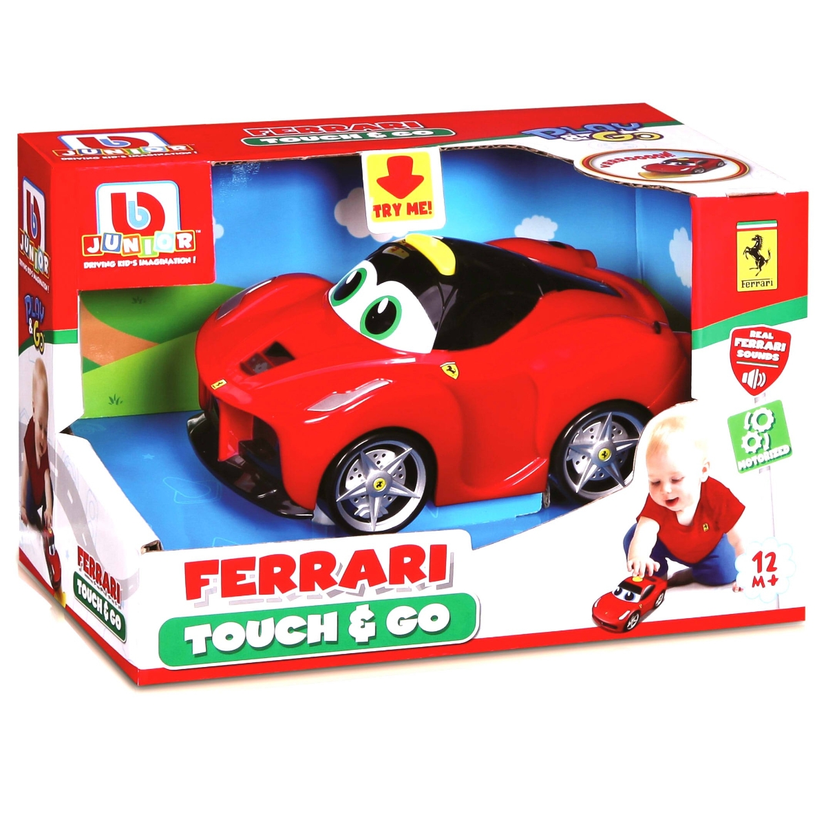 Bburago Junior Ferrari Touch and Go Assorted Car Toddler, 0-2 years