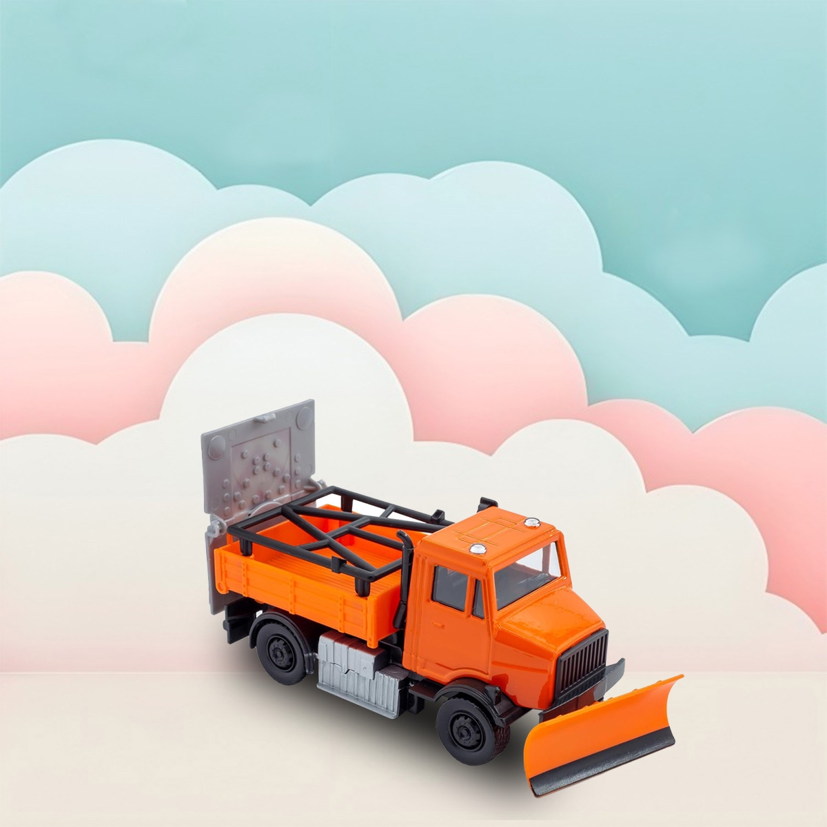 بوراجو شاحنة بلدية داي كاست مع جرافة ثلوج وعلامات طريق للأولاد، 3-4 سنوات