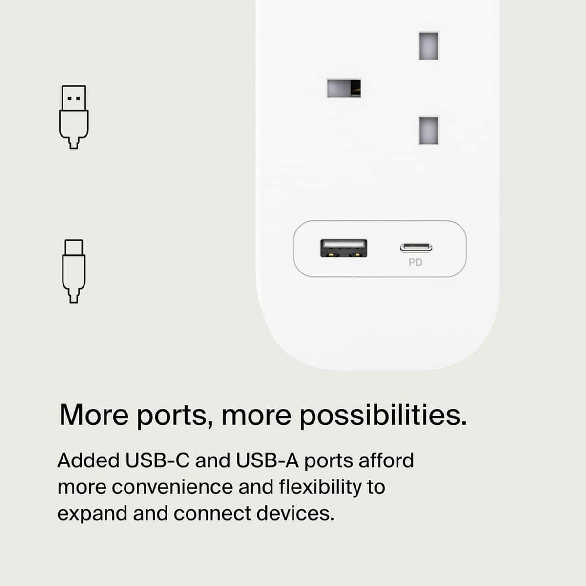 Belkin 18W USB-C & USB-A 4-Outlet Surge Protected 2m Power Strip
