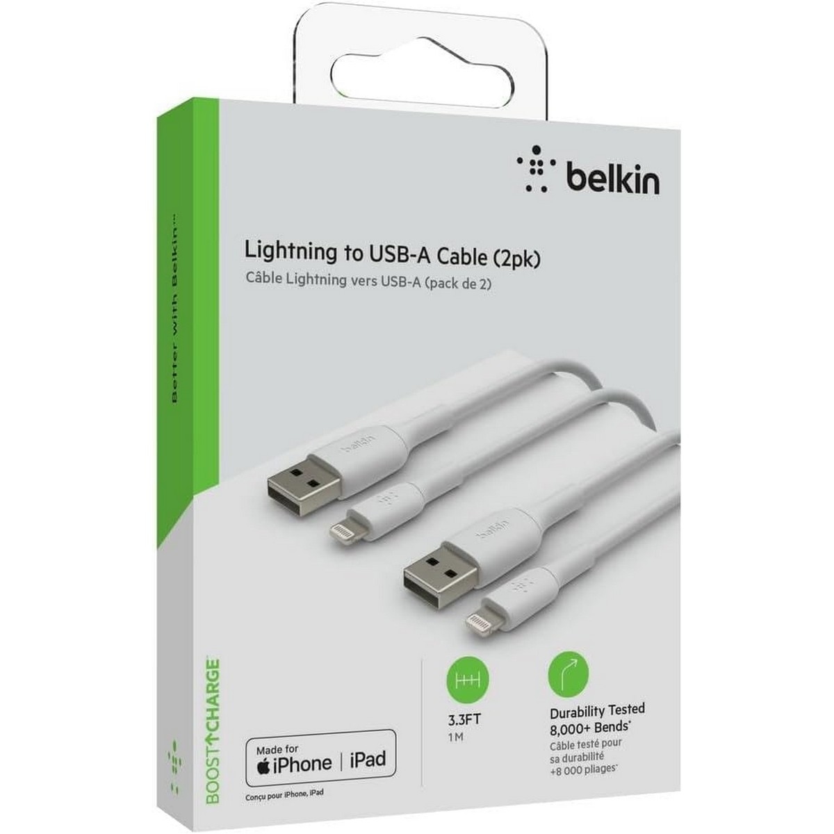 بيلكن طقم كابلين PVC USB-A إلى لايتنينج بطول 1 متر