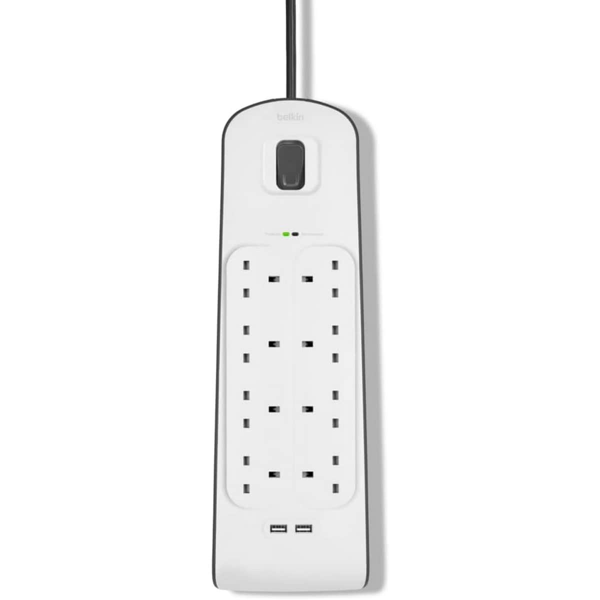 بيلكن مشترك كهرباء محمي من زيادة التيار بـ 8 منافذ ومنفذي USB