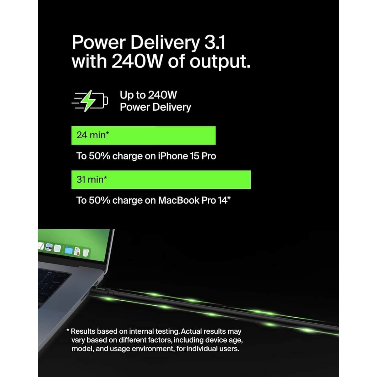 Belkin 2m 240W 4K USB4 USB-C to USB-C Cable