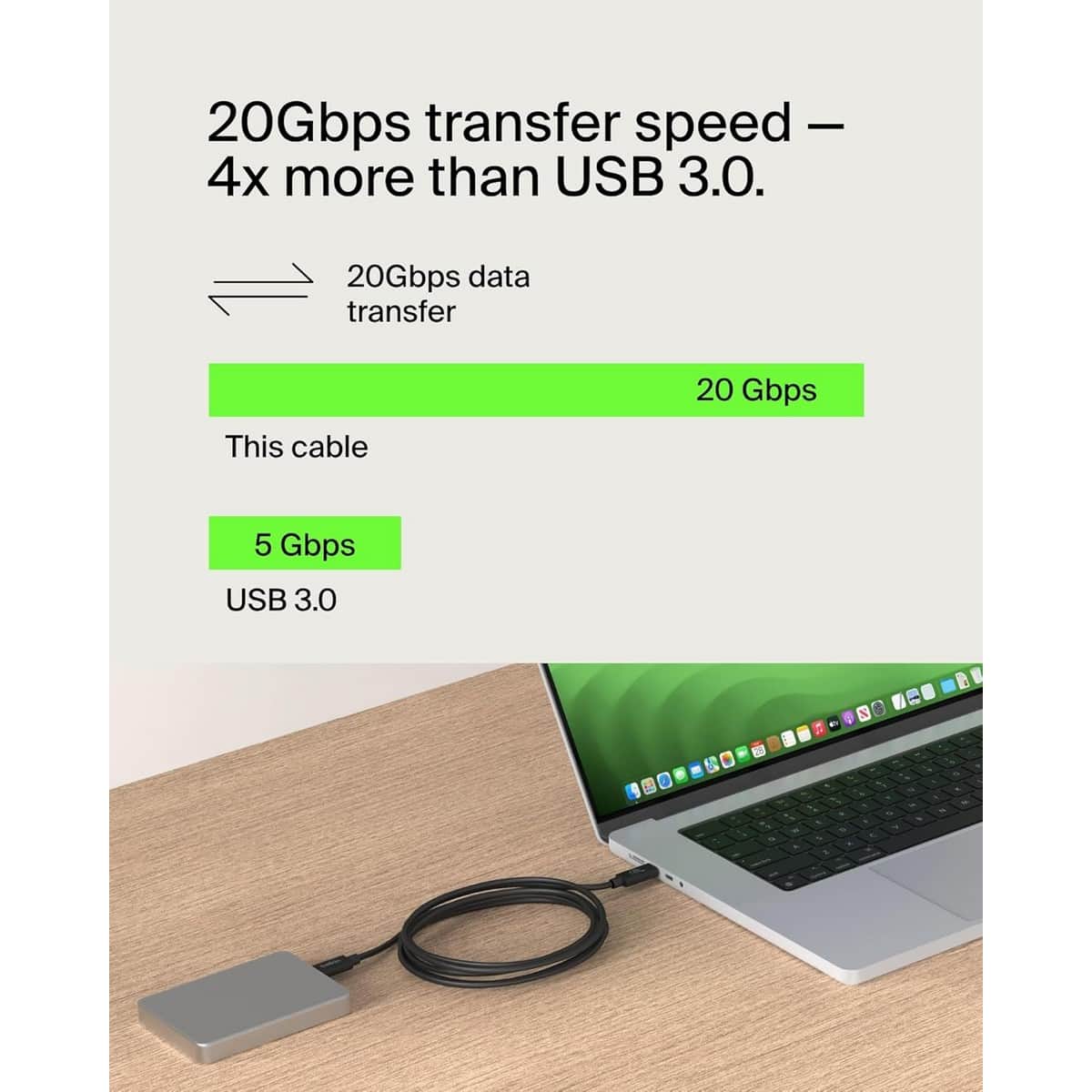 Belkin 2m 240W 4K USB4 USB-C to USB-C Cable
