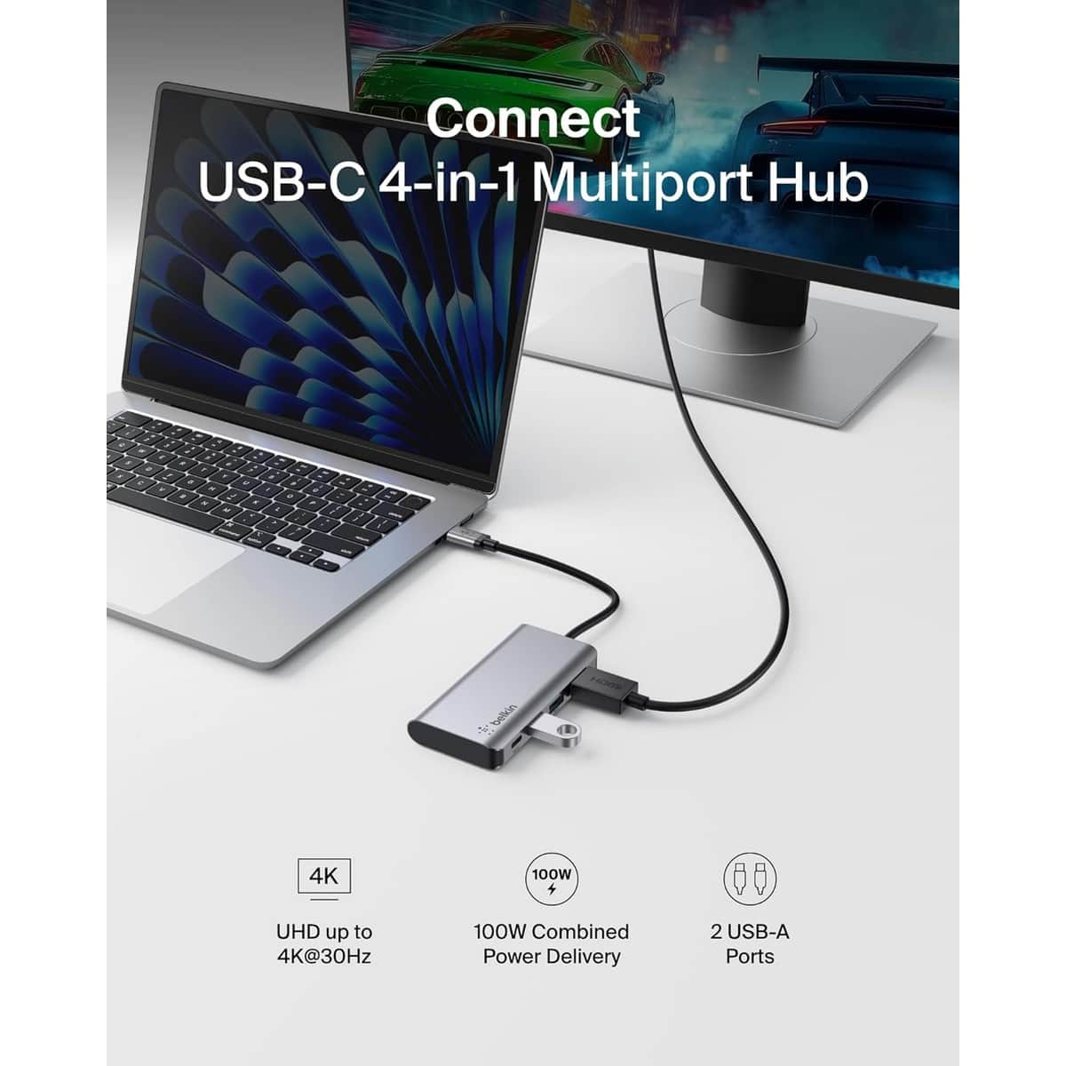 بيلكن محول متعدد المنافذ USB-C 4 في 1