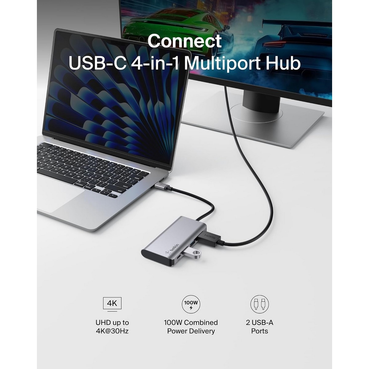 بيلكن محول متعدد المنافذ USB-C 4 في 1
