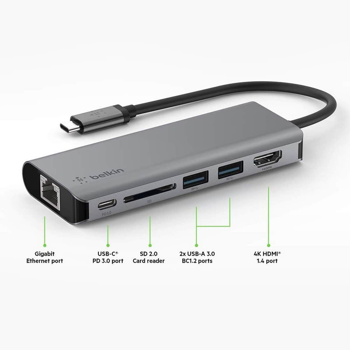 بيلكن محول متعدد المنافذ USB-C 6 في 1