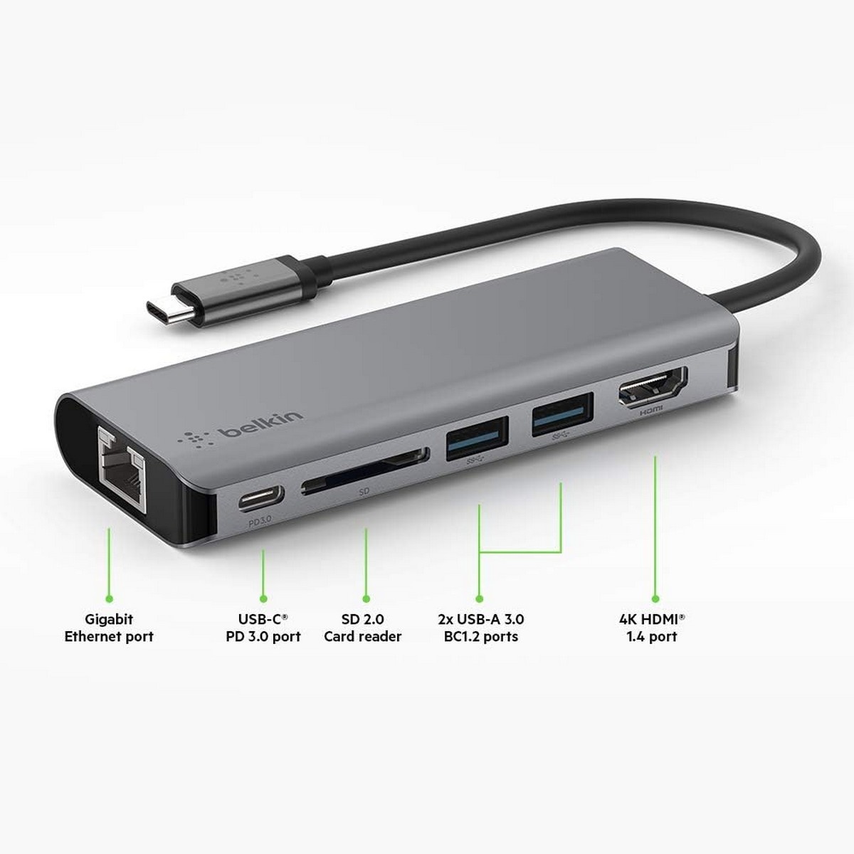 بيلكن محول متعدد المنافذ USB-C 6 في 1