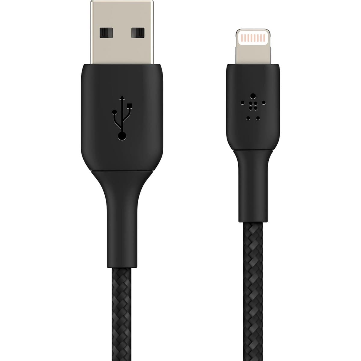 بيلكن أسود كابل USB-A إلى Lightning مجدول بوست تشارج بطول 15 سم