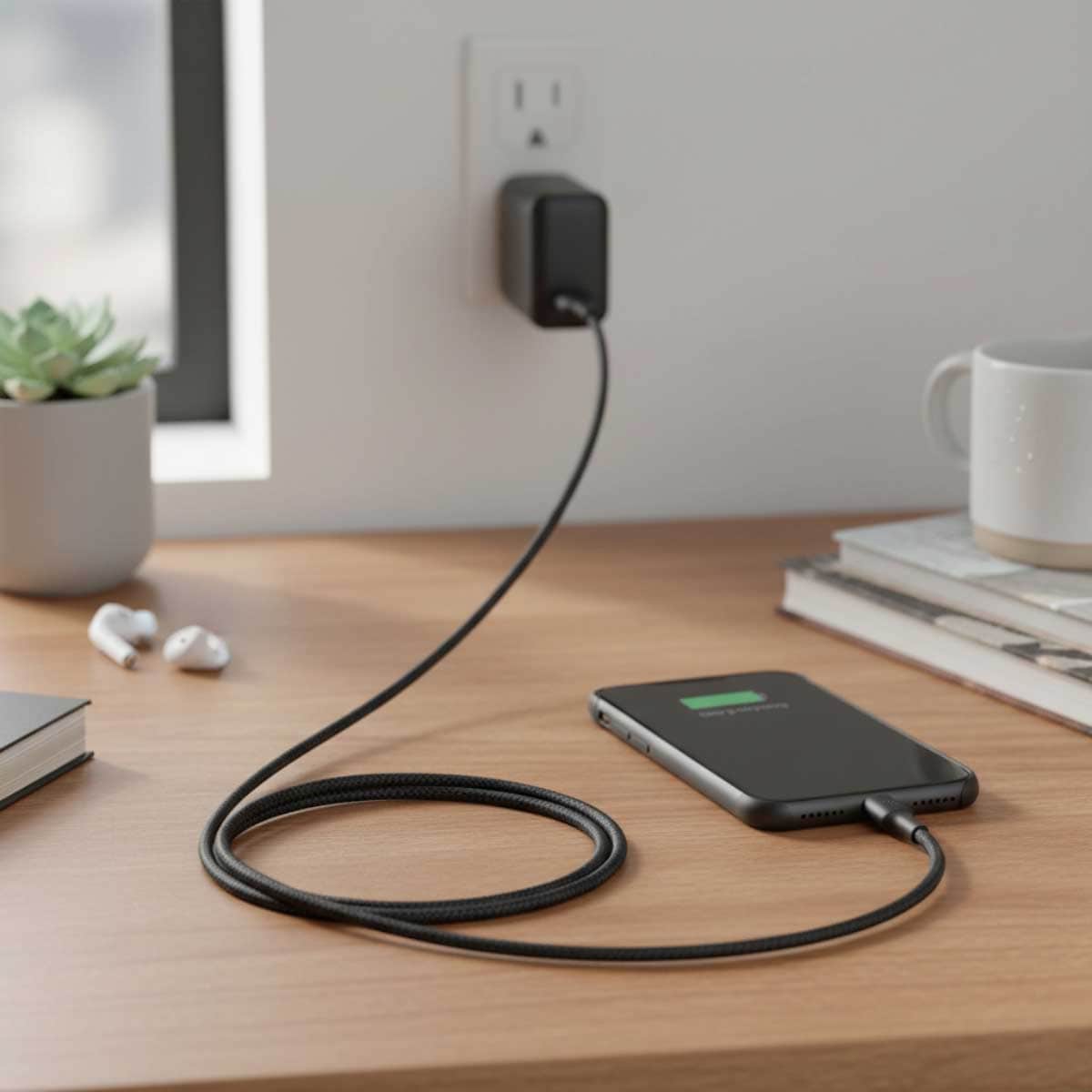 بيلكن أسود كابل USB-A إلى Lightning مجدول بوست تشارج بطول 15 سم