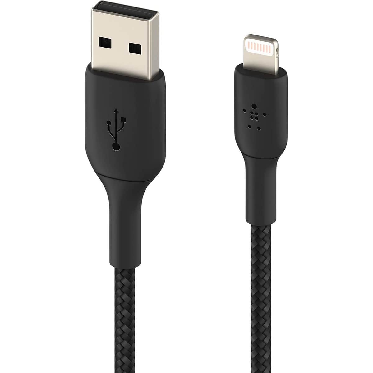 بيلكن أسود كابل USB-A إلى Lightning مجدول بوست تشارج بطول 15 سم