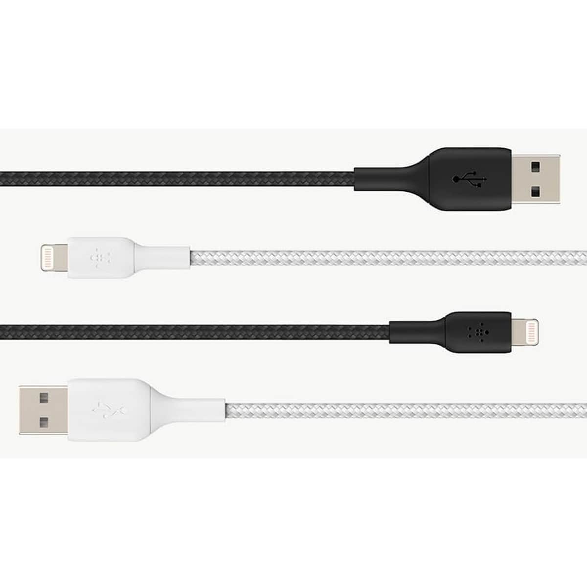 بيلكن أسود كابل USB-A إلى Lightning مجدول بوست تشارج بطول 15 سم