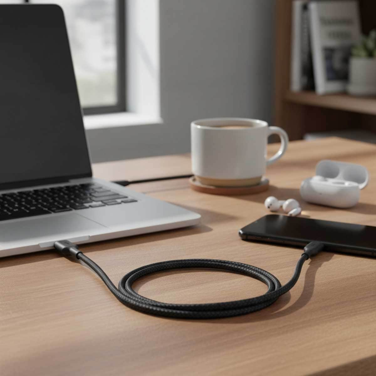 بيلكن أسود كابل USB-A إلى USB-C مجدول بوست تشارج بطول 1 متر