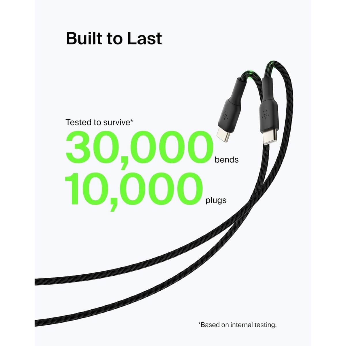 بيلكن أسود كابل USB-A إلى USB-C مجدول بوست تشارج بطول 1 متر