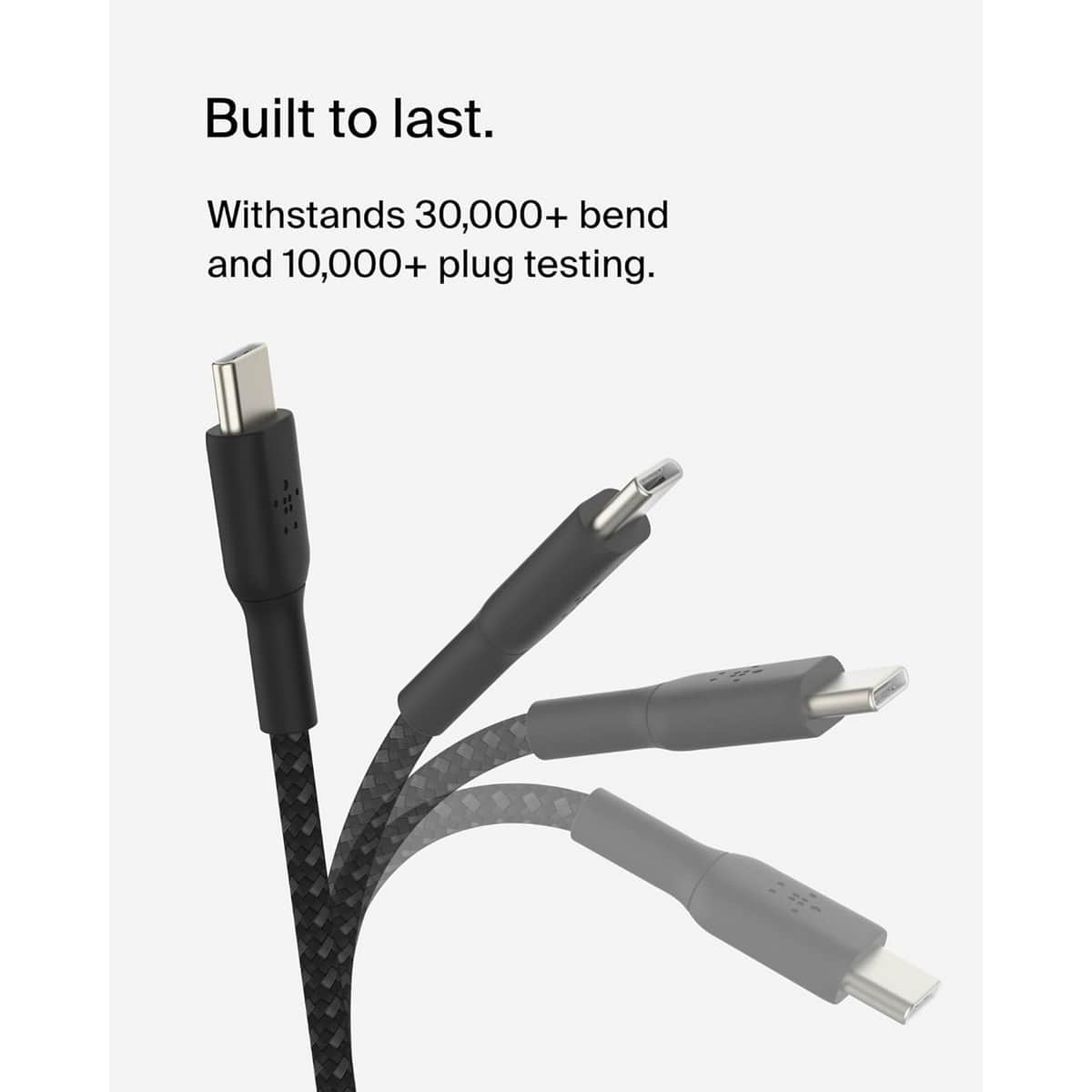بيلكن أسود كابل USB-C إلى USB-C مجدول بوست تشارج بطول 1 متر