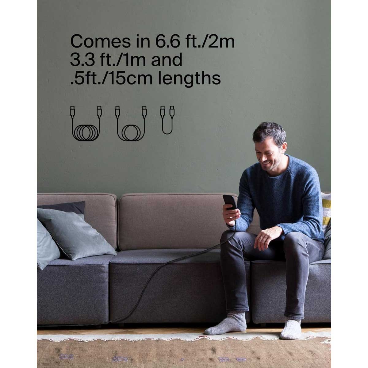 بيلكن أسود كابل USB-C إلى USB-C مجدول بوست تشارج بطول 1 متر