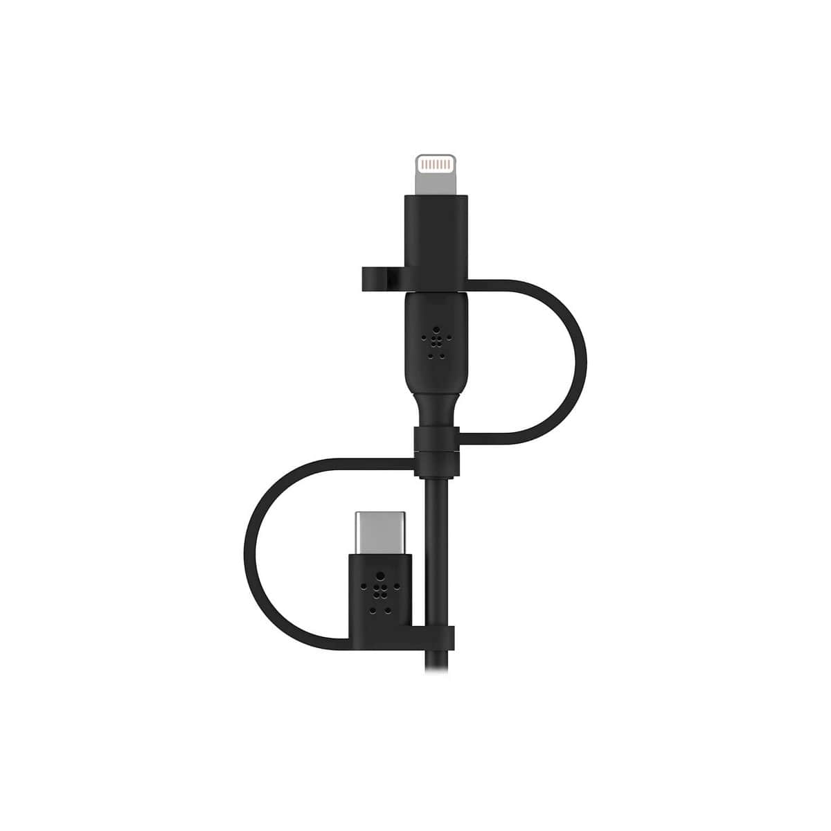 بيلكن أسود كابل عالمي 3 في 1 USB-A إلى USB-C وMicro-USB وLightning بطول 1 متر