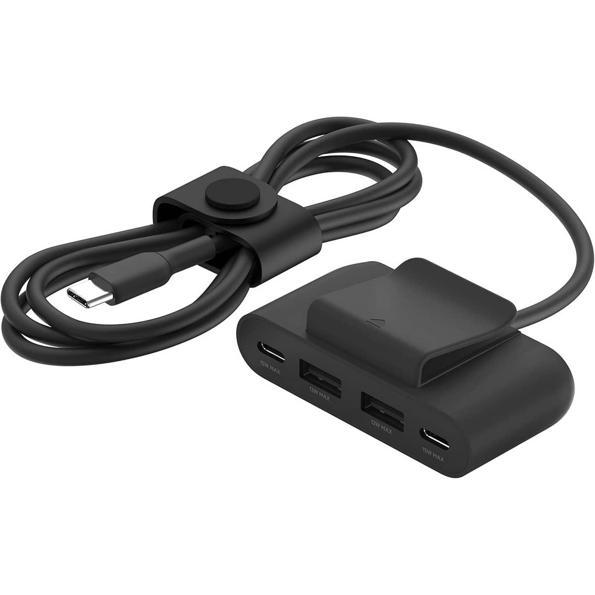 بيلكن أسود موزع طاقة USB بأربعة منافذ بطول 2 متر