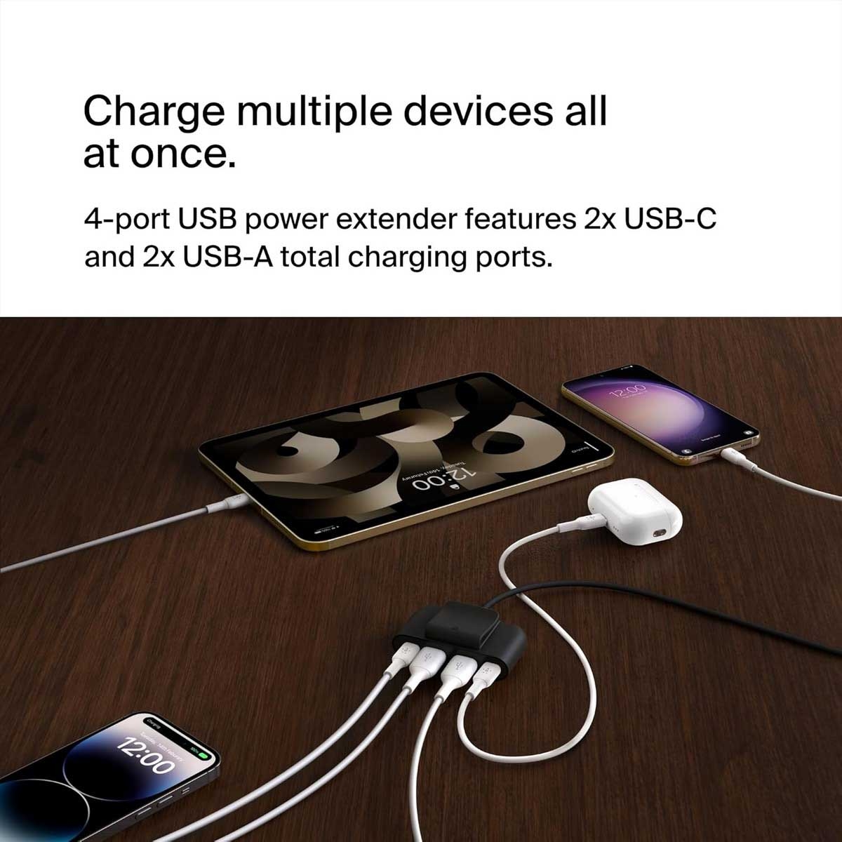 Belkin Black 2m 4-Port USB Power Extender