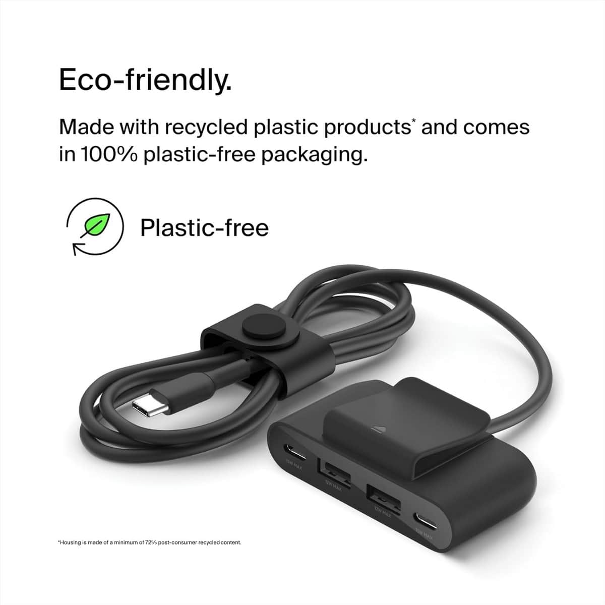 بيلكن أسود موزع طاقة USB بأربعة منافذ بطول 2 متر