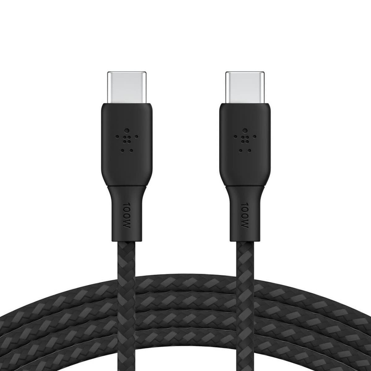 بيلكن كابل مضفر USB-C إلى USB-C بقدرة 100 واط أسود بطول 2 متر
