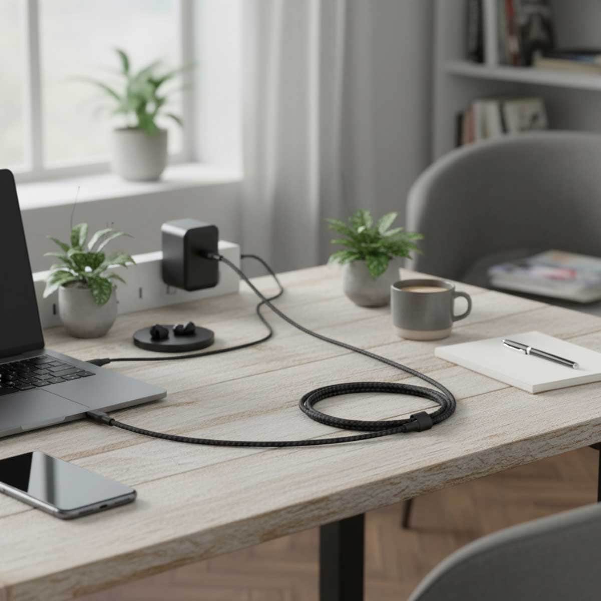 بيلكن كابل USB-C إلى USB-C مضفر بقدرة 100 واط بطول 2 متر