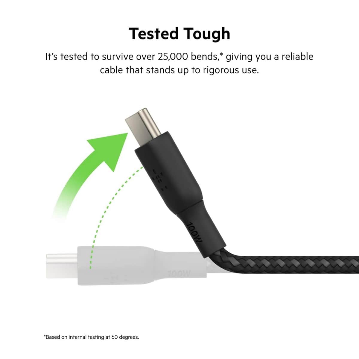 بيلكن كابل USB-C إلى USB-C مضفر بقدرة 100 واط بطول 2 متر