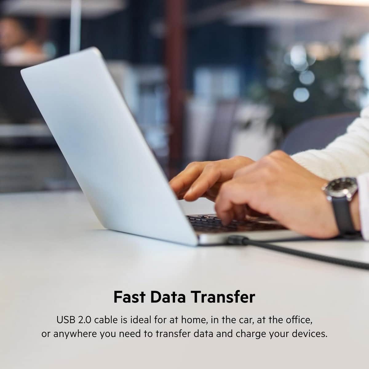 بيلكن كابل USB-C إلى USB-C مضفر بقدرة 100 واط بطول 2 متر
