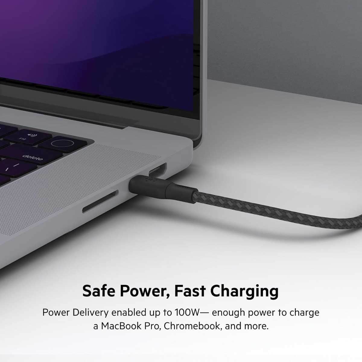 Belkin Black 3m Braided 100W USB-C to USB-C Cable