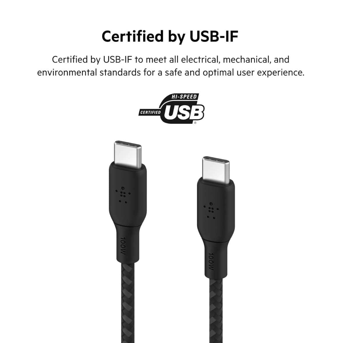 Belkin Black 3m Braided 100W USB-C to USB-C Cable